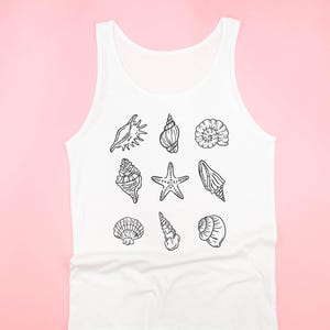 3x3 Seashells - Unisex Jersey TANK | Vacation Outfit | Beach Tanks | Summer Tanks | Vacay Vibes | Beach Babe | Family Vacation Shirts |