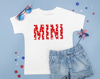 Mini - Wzór gwiazdy - Koszulka dziecięca | 4 lipca | Koszulka patriotyczna | Koszulki dziecięce z okazji 4 lipca | Koszulka graficzna dla dzieci | USA Proud | Akcesoria USA |