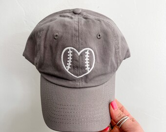 CHILD SIZE Baseball Cap - Outline Heart Baseball - Gray w/ White | Hats for Kids | Kids Baseball Cap | Kids Hats | Kids Baseball Hat