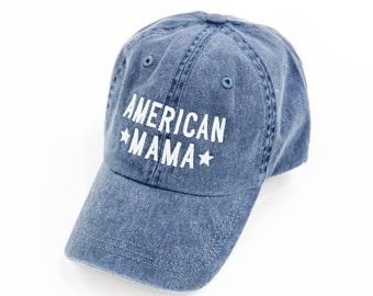 Gorra de béisbol para adultos de American Mama - Block / Gorra de béisbol para mujer / Gorra del 4 de julio / Gorra estadounidense / Gorras patrióticas / Orgulloso de EE. UU.