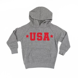USA Block Font Two Stars Child Hoodie Kids Patriotic Shirt Party in the USA 4th of July Graphic Tee Independence Day Shirt image 4