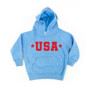 USA Block Font Two Stars Child Hoodie Kids Patriotic Shirt Party in the USA 4th of July Graphic Tee Independence Day Shirt image 6