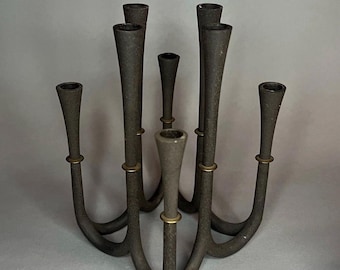Mid Century Modern Dansk Jens Quistgaard Cast Iron Candelabra Candle Holder, Denmark