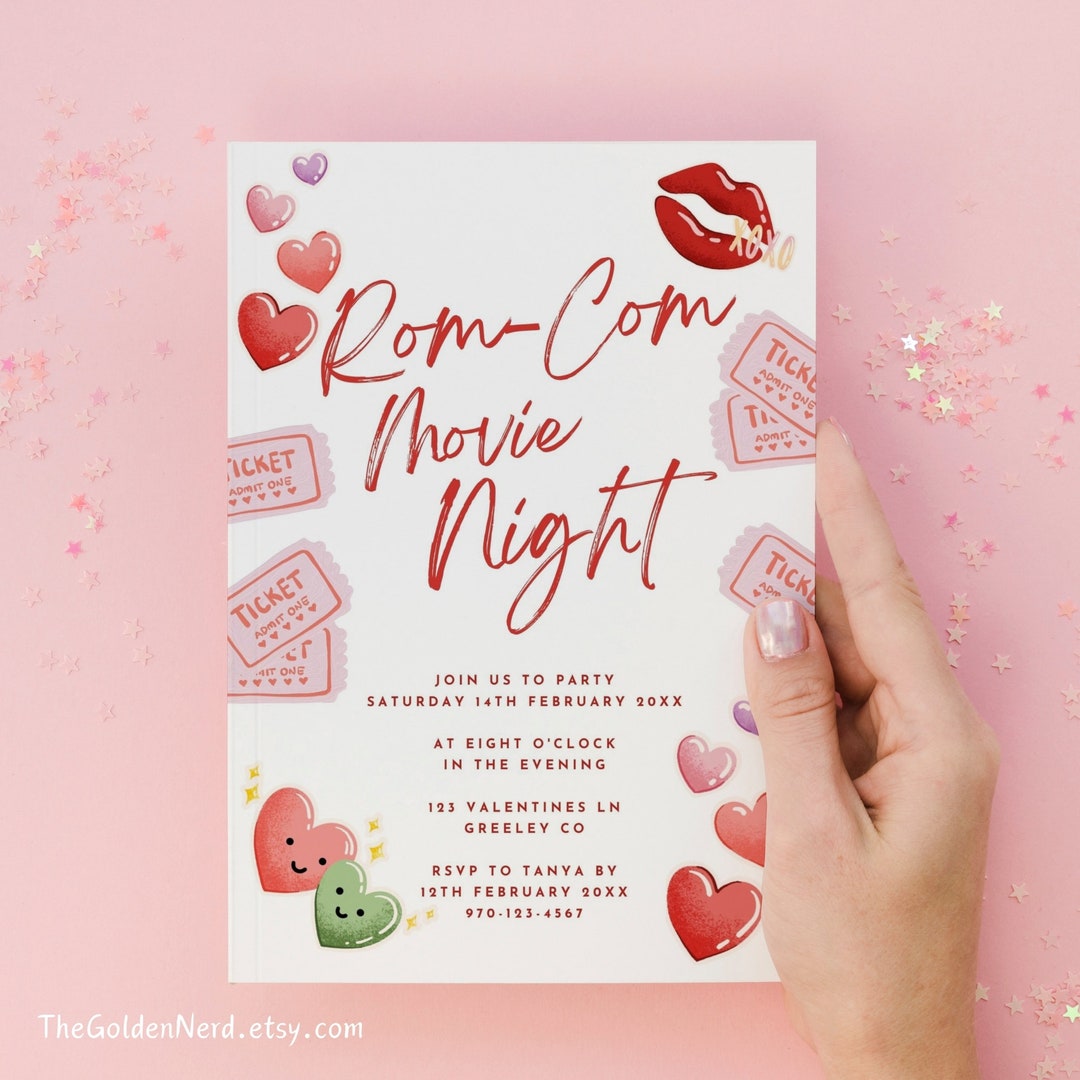 Rom-Com Movie Night Invitation Printable - Etsy.de