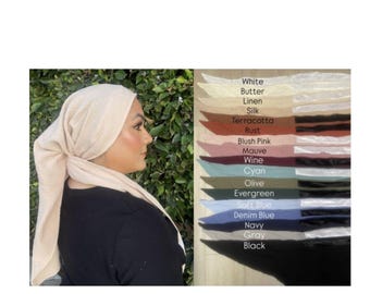 Premium Cotton Gauze Triangle Head Scarf for Women, Non Slip Velvet Band Attached, Comfortable Chemo Headwear, Tichel Lady Head Covering
