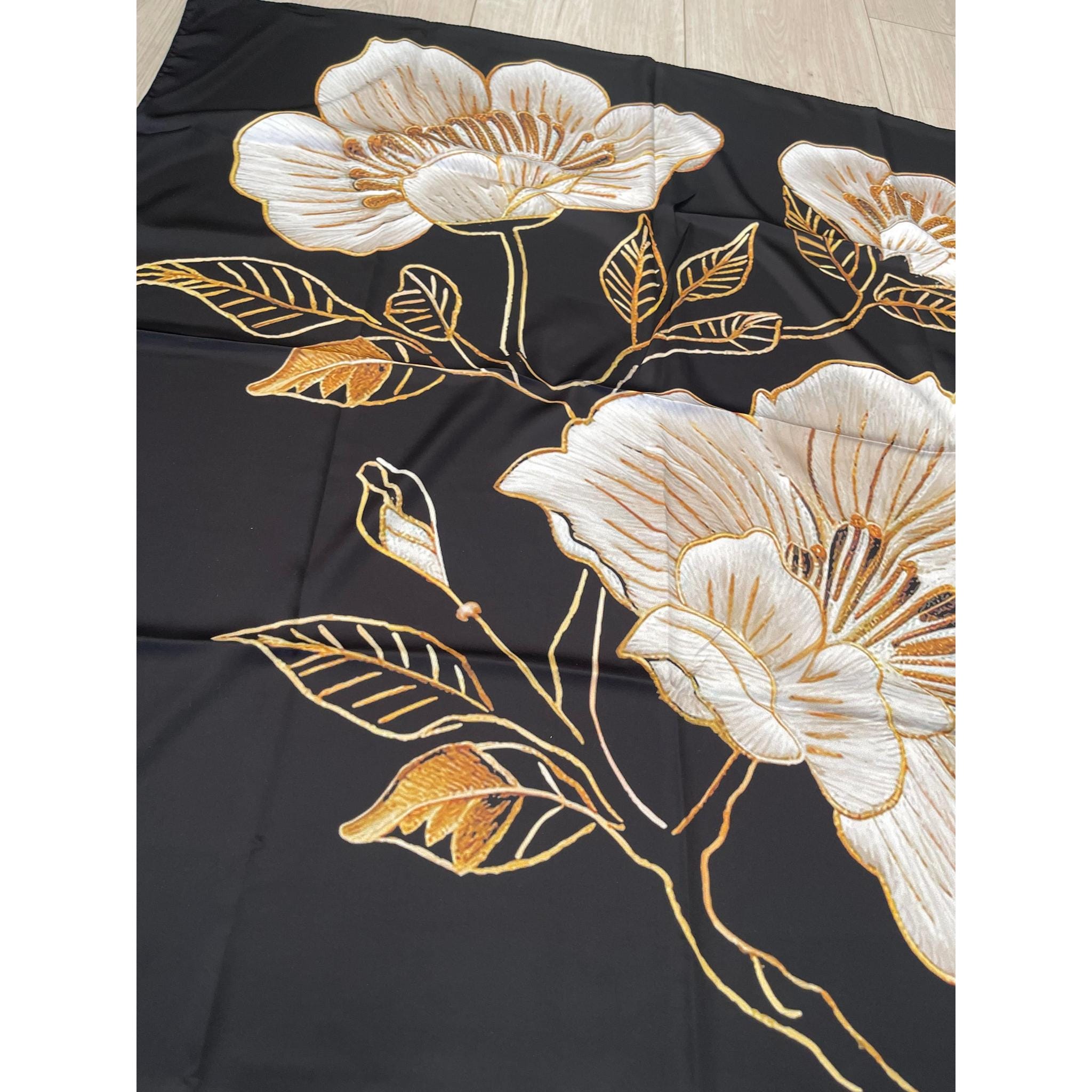 XL Easy headwrap / hoofddoek - Satijnen binnenkant - Petrol Geel Kuba