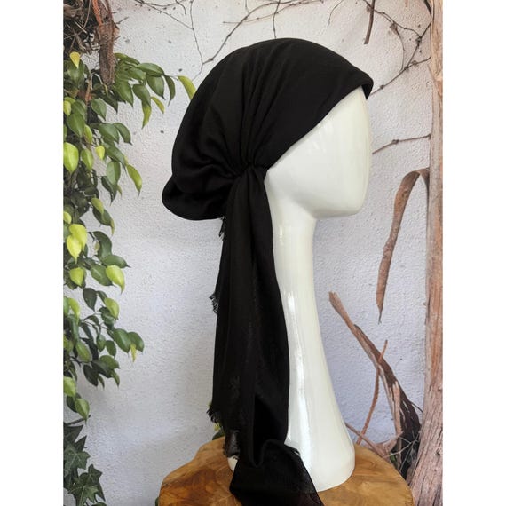 Pre Tied Head Scarf for Women, NON-SLIP Band Attached, Black  display picture 1