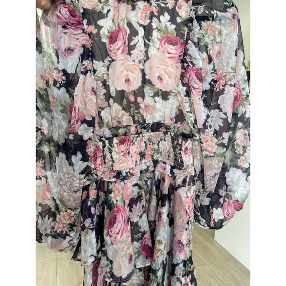 chinese dress ladies Astrid Smocked Floral Print Tiered Midi Dress