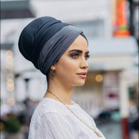 Stretchy Denim Wrap Tichel Mitpacha Scarf Jewish Hijab Pretied Etsy