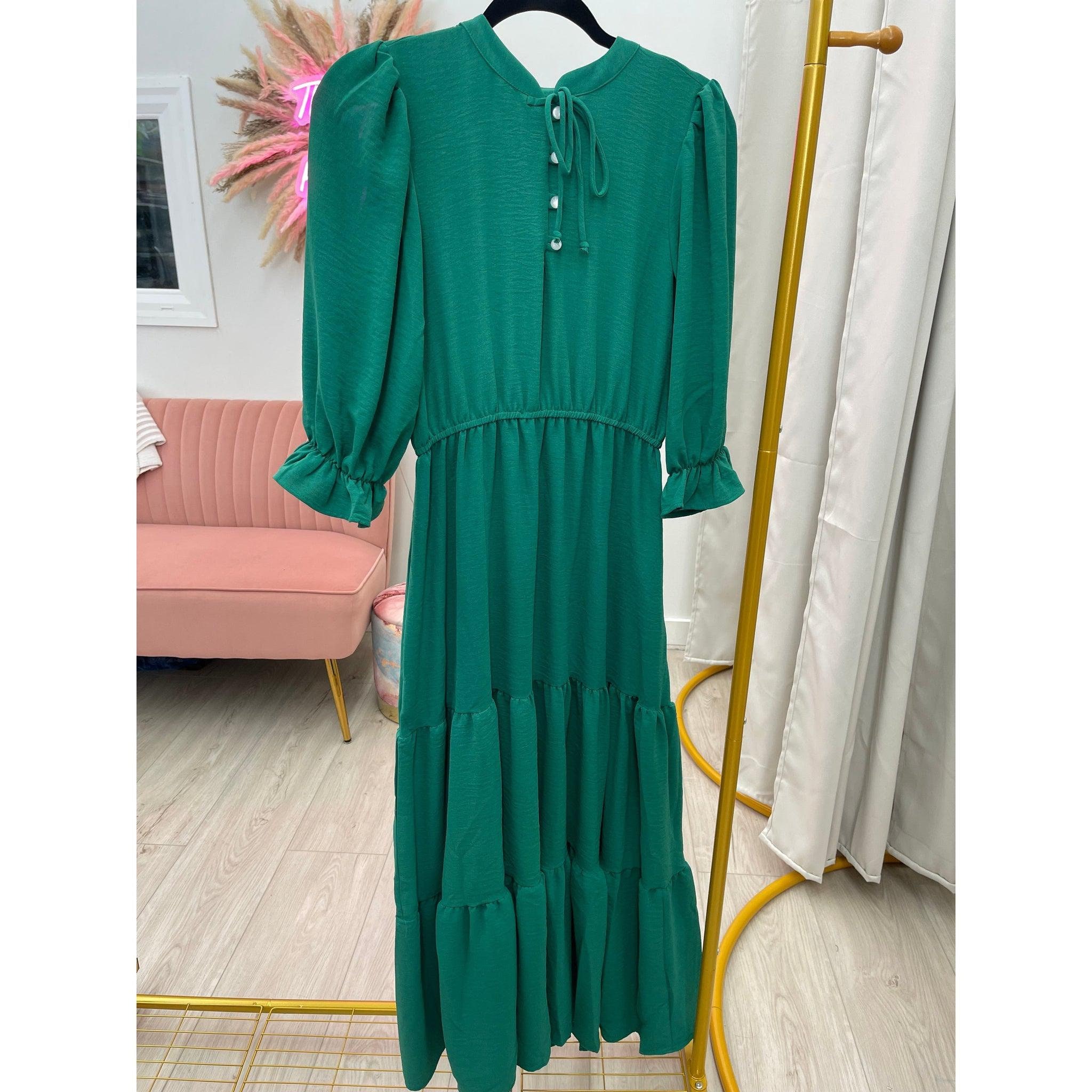 slim fit dress slacks TORI STRUCTURED MIDI DRESS IN DEEP GREEN | CULT MIA