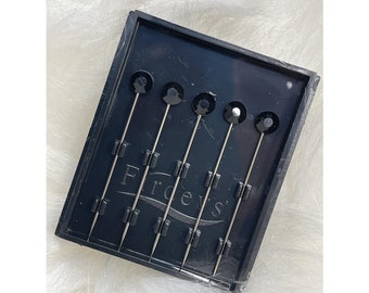 Jewel Headwrap Pins - Black