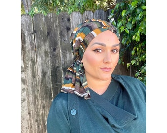 Striped Delight Headwrap - Green/Neutral Blend