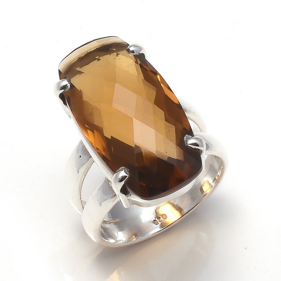 Honig Quarz Ring Naturliche Edelstein Honig Quarz 925 Etsy