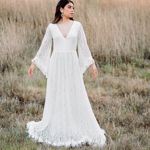 flowy lace dress with sleeves