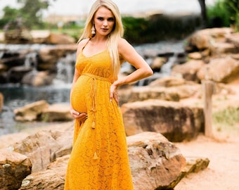 Mustard Yellow Maternity Maxi Dress 