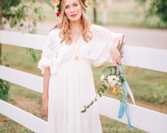 white lace hippie dress
