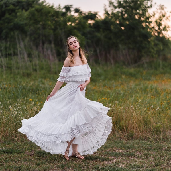 Maternity Wedding Dress, Women's White Boho Maxi Dress, Maternity Mommy and Me Dresses, Bohemian Baby Shower Dress, ANABELLE