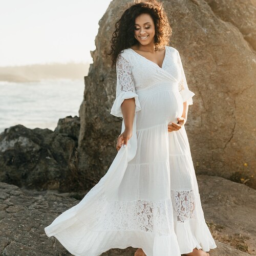 White Maternity Dress Baby Shower Dress 