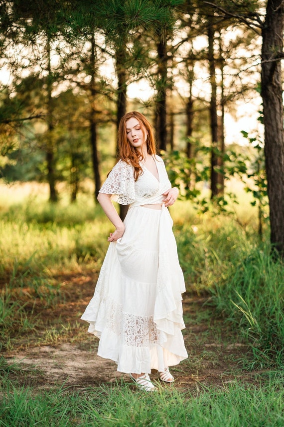 Casual Beach Elopement Dress Outdoor Backyard Wedding Dress 