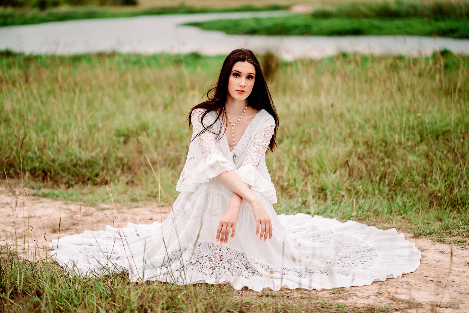 Sexy Vow Renewal Dress Flowy Beach Wedding Dress Long White | Etsy