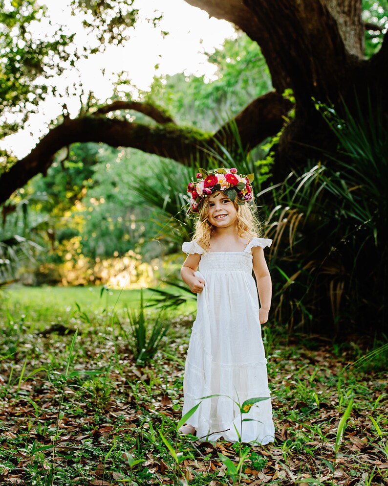 Boho Baby Flower Girl Dress Ivory Cotton Long Flowy Beach Etsy