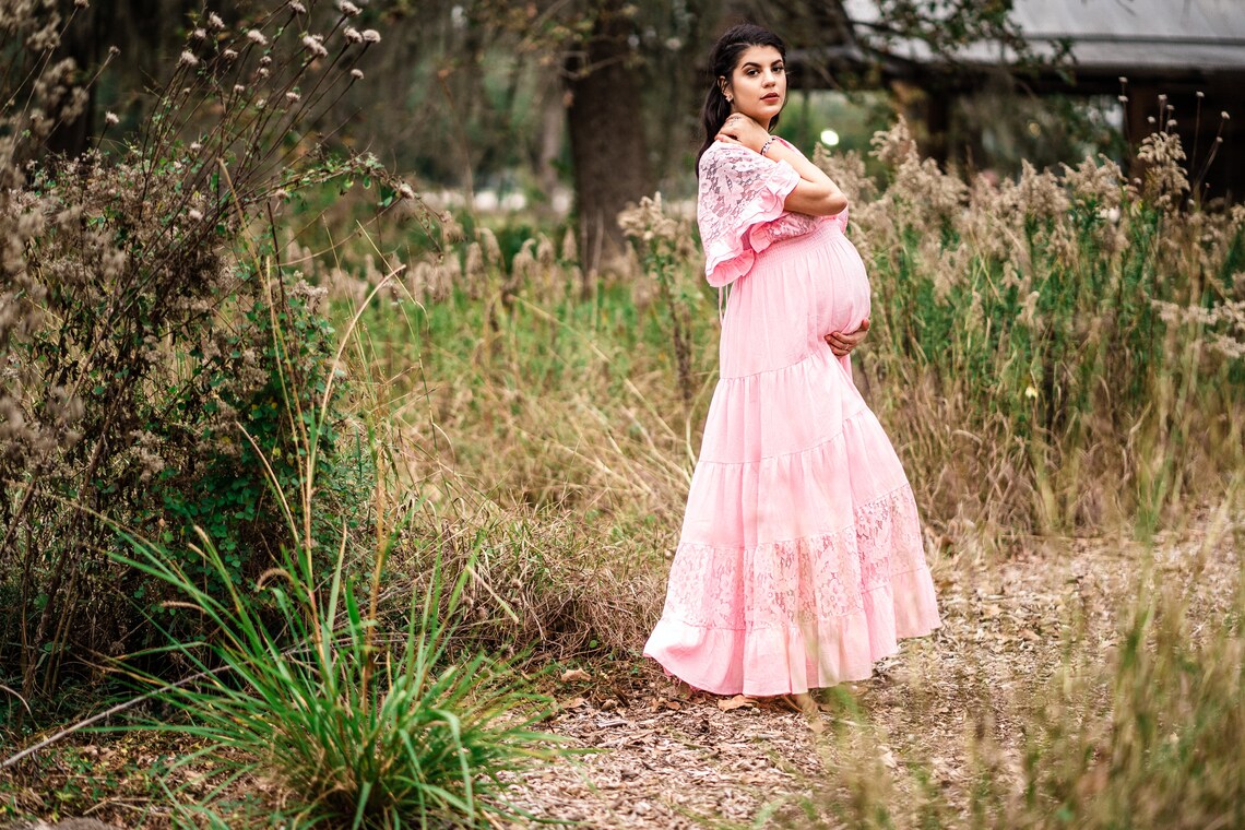 Pink Maternity Maxi Dress for Baby Shower Gender Reveal Dress Etsy
