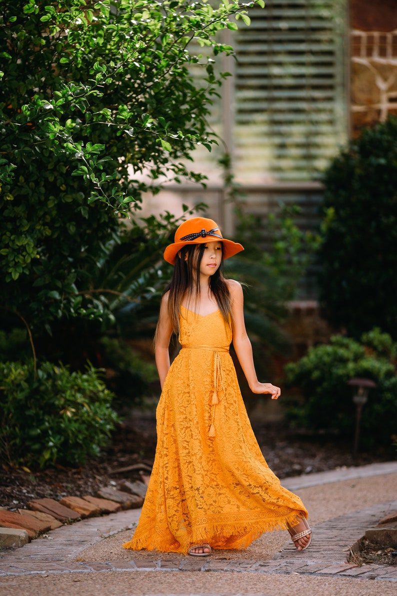 mustard yellow flower girl dress