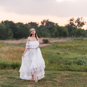 Bohemian Hippie Vow Renewal Dress, Vintage Inspired Lace Maxi Dress, Simple Boho Wedding Dress, Mexican Wedding Dress, ANABELLE image 8