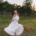 Maternity Wedding Dress, Women's White Boho Maxi Dress, Maternity Mommy and Me Dresses, Bohemian Baby Shower Dress, ANABELLE 