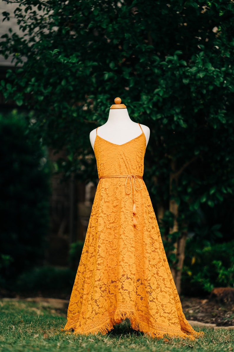 Girl Toddler Mustard Yellow Birthday Dress Boho Hi Low Dress Etsy