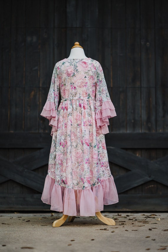 Kleding Unisex kinderkleding Pyjamas & Badjassen Jurken Roze Bloemen Bloem Meisje Dressing Jurk 