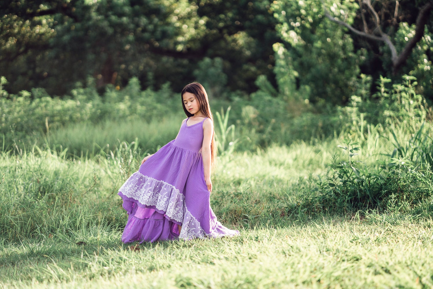 Bohemian Floral Print Ruffled Flower Girl Dress main image 0