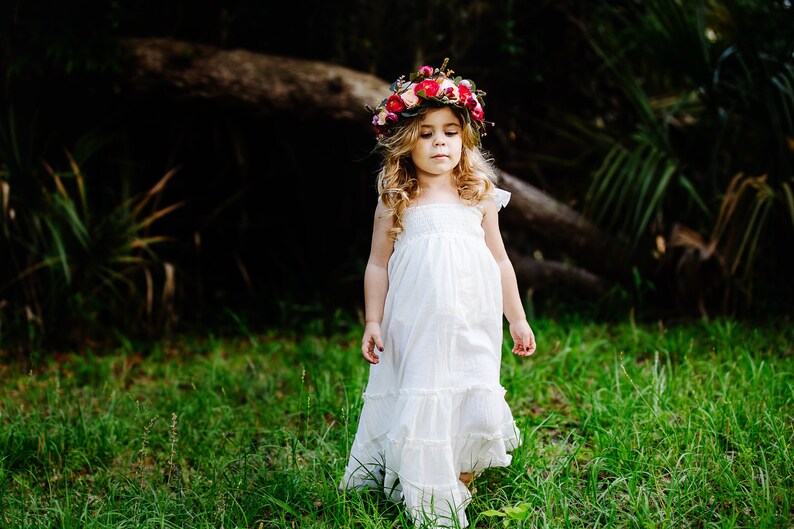Boho Baby Flower Girl Dress Ivory Cotton Long Flowy Beach Etsy
