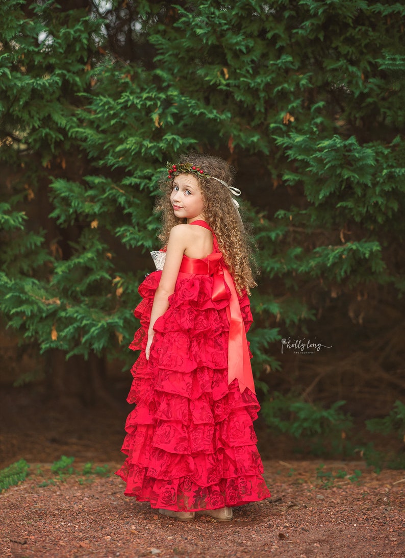 2022 Tween Christmas Eve Tween Girl Christmas Dress Red Ruffle Holiday Dress Little Etsy