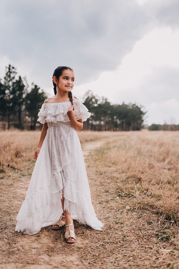 Lace Flower Girl Dress, Boho Lace Dress 