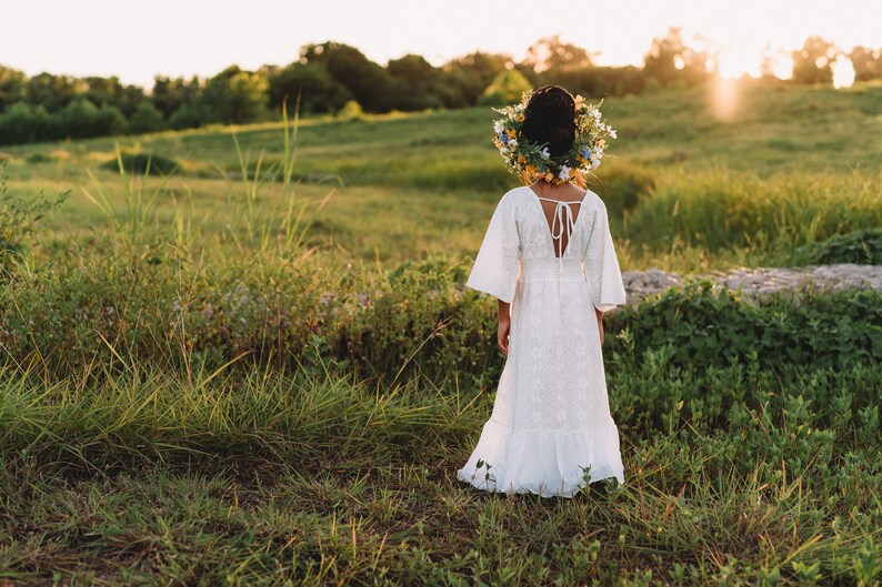 White Lace Dress Vintage Lace Dress Boho Flower Girl Dress Girls Maxi Dress Enchanted Dreams Girls Lace Dress First Communion Dress