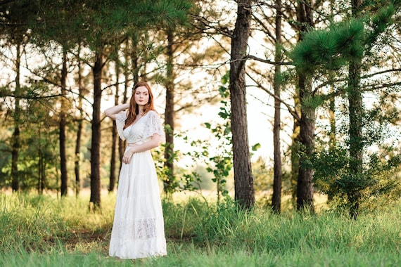 Cottagecore Wedding Dress Casual Beachy Elopement Dress Cotton | Etsy