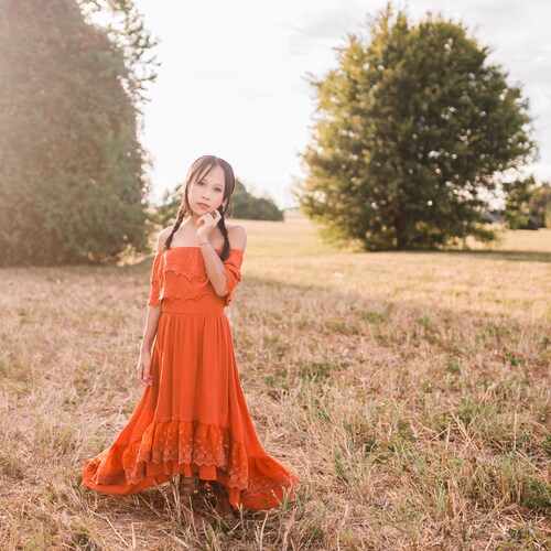 boho burnt orange maxi dress