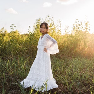 Boho Flower Girl Dress, White Lace Dress, Rustic Flower Girl, First Communion Dress, Girls Couture Dress, Girls Maxi Dress, OPHELIA image 2