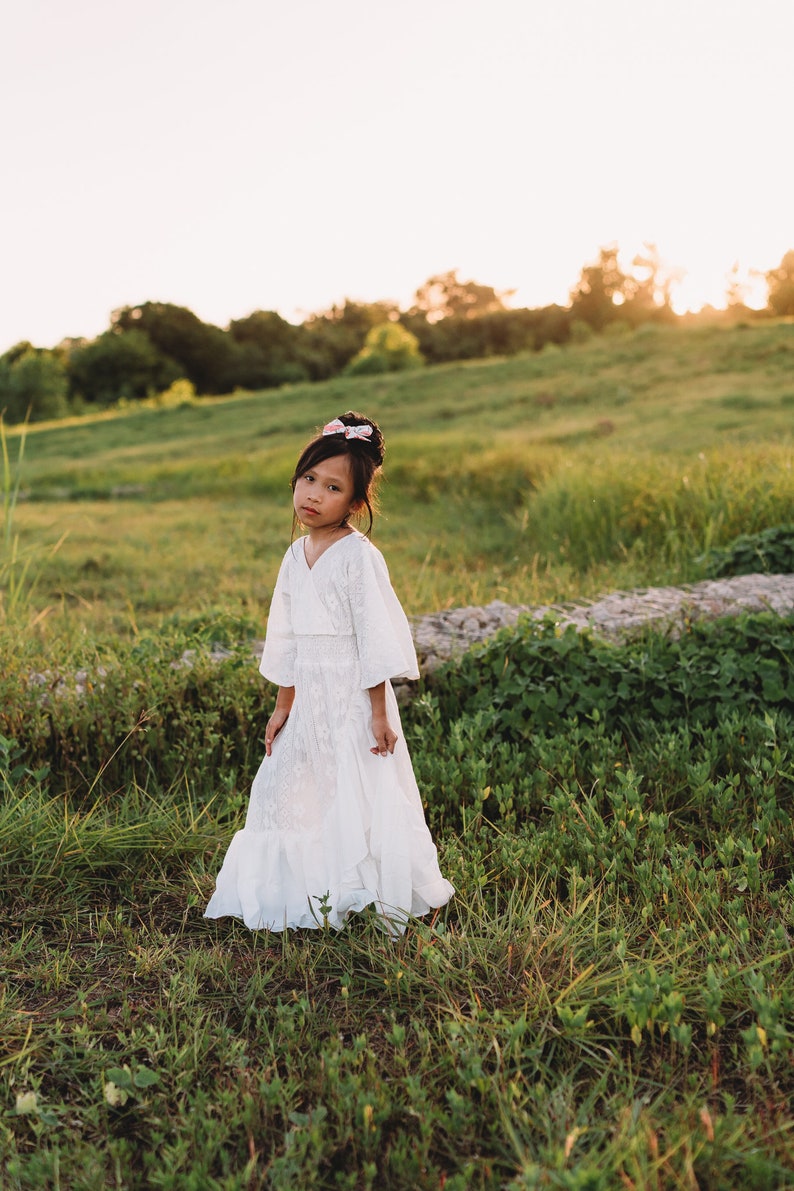 White Lace Dress Vintage Lace Dress Boho Flower Girl Dress Girls Maxi Dress Enchanted Dreams Girls Lace Dress First Communion Dress