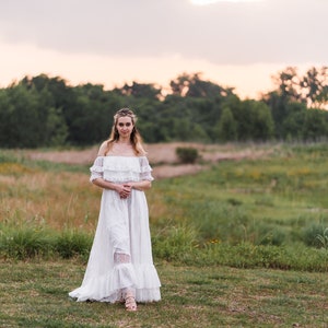 Bohemian Hippie Vow Renewal Dress, Vintage Inspired Lace Maxi Dress, Simple Boho Wedding Dress, Mexican Wedding Dress, ANABELLE image 6