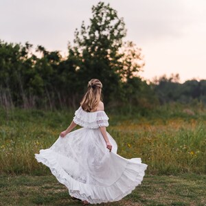 Bohemian Hippie Vow Renewal Dress, Vintage Inspired Lace Maxi Dress, Simple Boho Wedding Dress, Mexican Wedding Dress, ANABELLE image 3