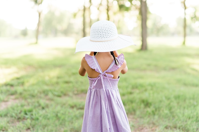 Lavender Purple Easter Dress Heirloom Summer Floral Dress Floral Embroidery Little Girls Twirl Dress Cotton High Low Dress Spring Bloom