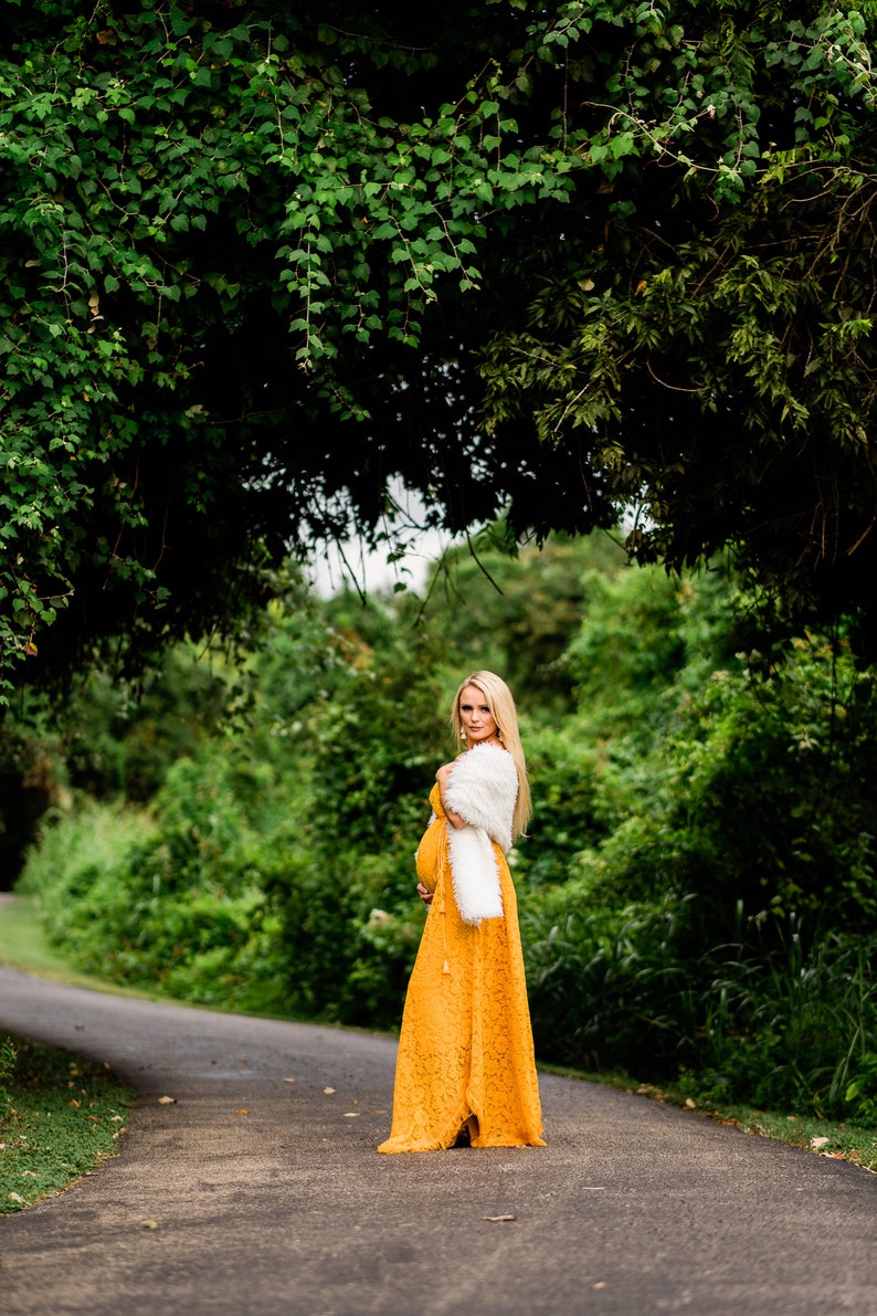 Mustard Maternity Dress Vintage Lace Maternity Gown With Etsy