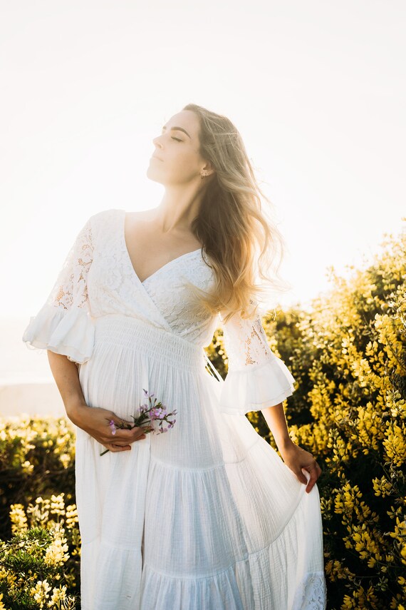 bohemian maternity photoshoot dress