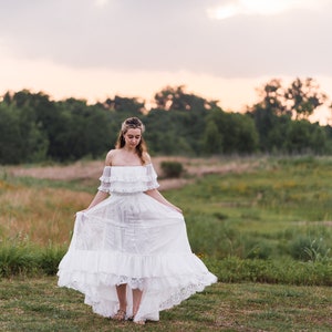 Bohemian Hippie Vow Renewal Dress, Vintage Inspired Lace Maxi Dress, Simple Boho Wedding Dress, Mexican Wedding Dress, ANABELLE image 7