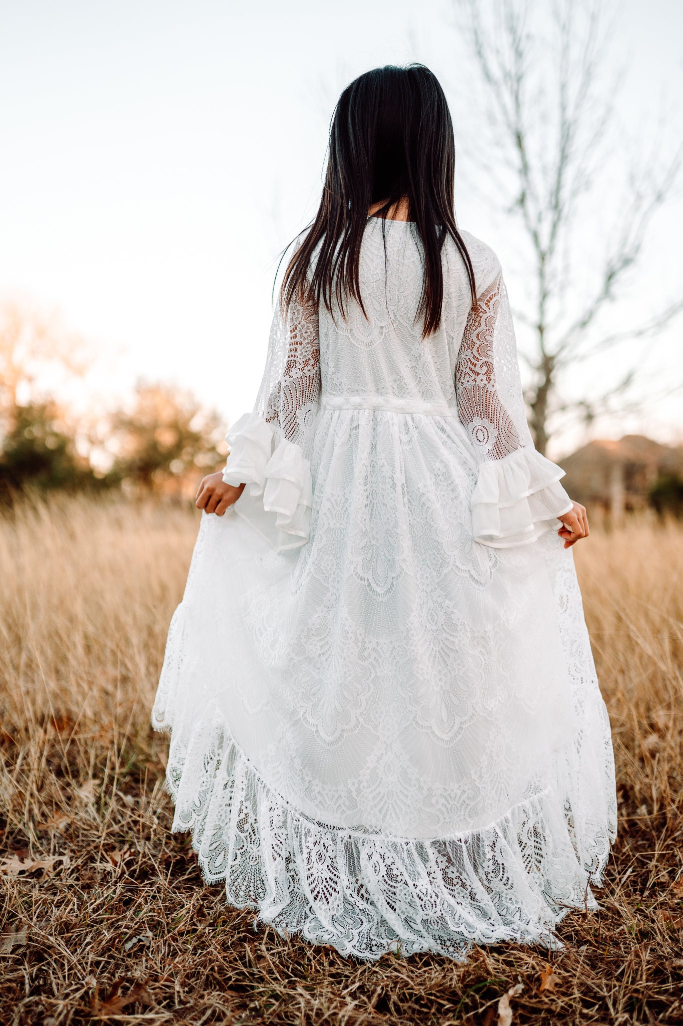 Bohemian Lace Tween High Low Lace Dress White Flower Girl Etsy