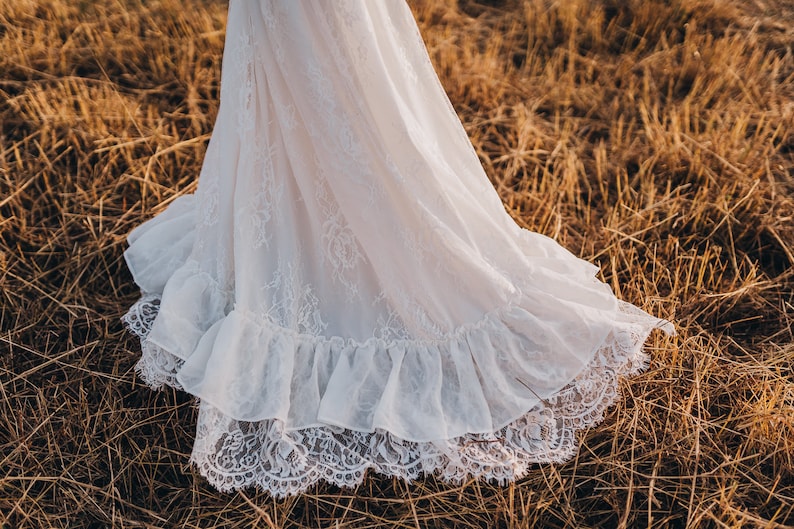 Lace Flower Girl Dress, Boho Lace Dress, Rustic Flower Girl, First Communion Dress, Girls Couture Dress, Girls Maxi Dress, ANABELLE image 2