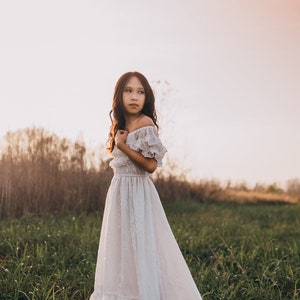 Lace Flower Girl Dress, Boho Lace Dress, Rustic Flower Girl, First Communion Dress, Girls Couture Dress, Girls Maxi Dress, ANABELLE image 4