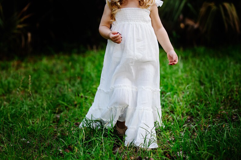 Boho Baby Flower Girl Dress Ivory Cotton Long Flowy Beach Etsy